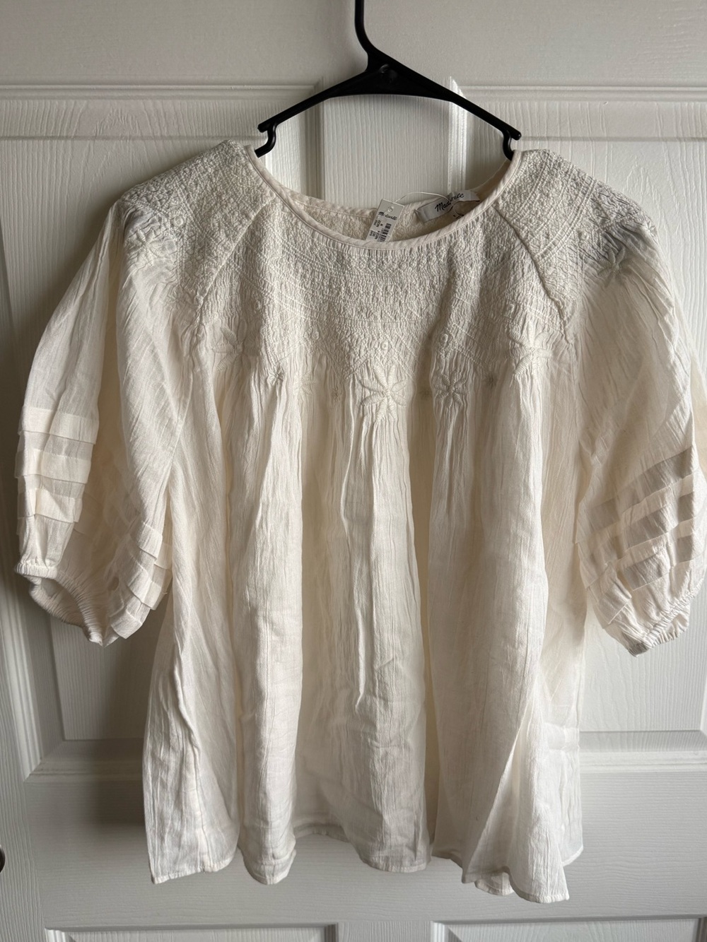 NWT Madewell Embroidered Puff Sleeve Blouse - M